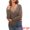 Brown, variant on DARING DIVA V Neck Long Sleeve Knit Striped Pullover Sweater XS White