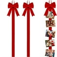 thumbnail image 2 of Christmas Card Holder, Red Velvet Bow Photo Display, Wall Hanging Picture Photo Display for Xmas Party Home Wall Door Window Decor, 2 Pcs, 33.4x4.72", 2 of 6