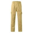 thumbnail image 6 of Hwmodou Men Pants Workout Mens Loose Cotton Plus Size Pocket Solid Color Elastic Waist Pants Overall Pants Holiday Vacation Slacks For Man, 6 of 7