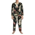thumbnail image 3 of Picia Vintage Sunflower Cow Pattern Men’s Long-Sleeve Sleepwear Set - Soft 2-Piece Loungewear with Pockets, Comfy PJs for Relaxing Nights-Small, 3 of 7