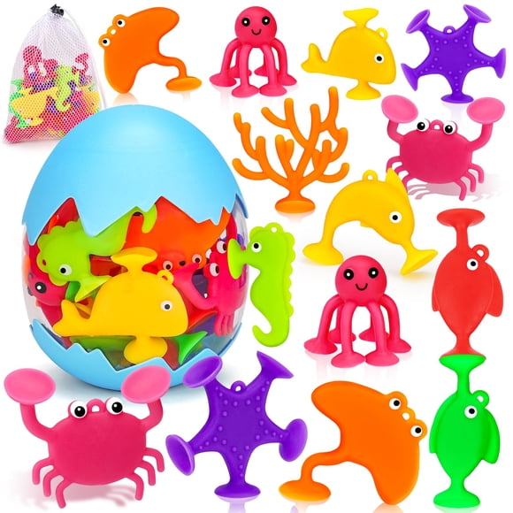Ventosa de silicona Bath Toys Joosharkidz Ocean, 18 unidades