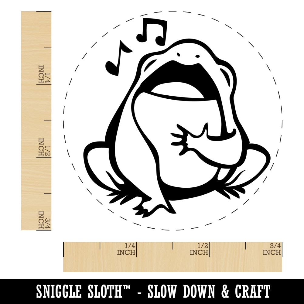Singing Frog Toad Music Self-Inking Rubber Stamp Ink Stamper - Black Ink - Small 3/4 Inch