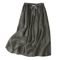 thumbnail image 4 of PUMISAS Casual Skirts For Women Soft High Elastic Waist Skirts Loose Ruffled Skirts With Pockets Solid Color Ankle Length Skirts, 4 of 5