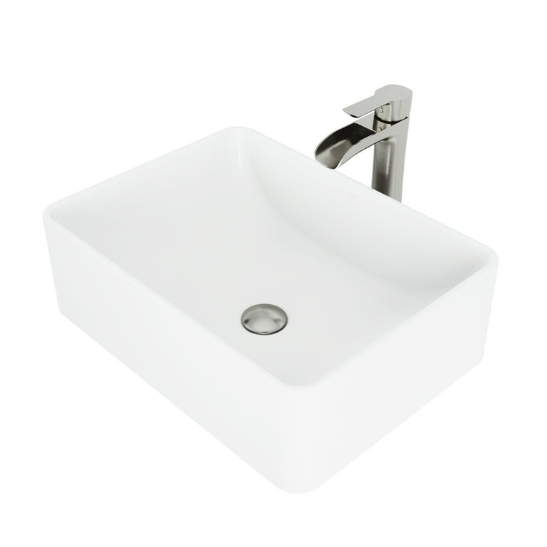 Amaryllis White Matte Stone Vessel Bathroom Sink Set with Linus Vessel Faucet in Matte Black Amaryllis White Matte Stone Vessel Bathroom Sink Set with Linus Vessel Faucet in Matte Black