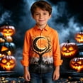 thumbnail image 2 of Glisme Toddler Boys Halloween Tops 4-5 Years Hallowmas Long Sleeve Lapel Blouse Cartoon Prints Shirts Casual Daily Wear Orange, 2 of 5