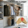 thumbnail image 2 of 50 Pack Heavy Duty Wood-Like Plastic Hangers | Slim, Non Slip Design with 360° Rotatable Anti Rust Hook | Thin Hangers for Clothes | Heavy Duty, Space Saving for Closet, Adult Clothes, Coat, Suit, 2 of 8