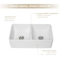 thumbnail image 5 of Logmey 33"x18" Double Bowl Kitchen Sink in White,Ceramic Porcelain Sink with Strainer, 5 of 8