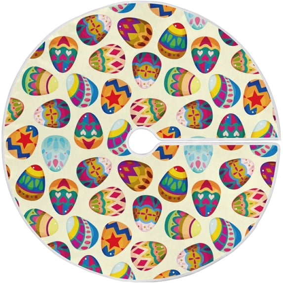 FMSHPON Easter Egg Xmas Christmas Tree Skirt Stand Mat for Holiday Party Decoration Indoor Outdoor 36 inches