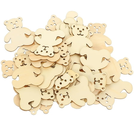 DEEPCRAFF 40Pcs Wooden Bear Shape Ornaments for Home Decoration and Crafts