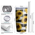 thumbnail image 6 of Sunflowers Black and White Stripe 20oz Tumbler Stainless Steel Double Wall Vacuum Insulated Coffee Mug Travel Cups for Wife Mom Daughter Sister Friend Coworker, Metal Straws and Brush, 6 of 7