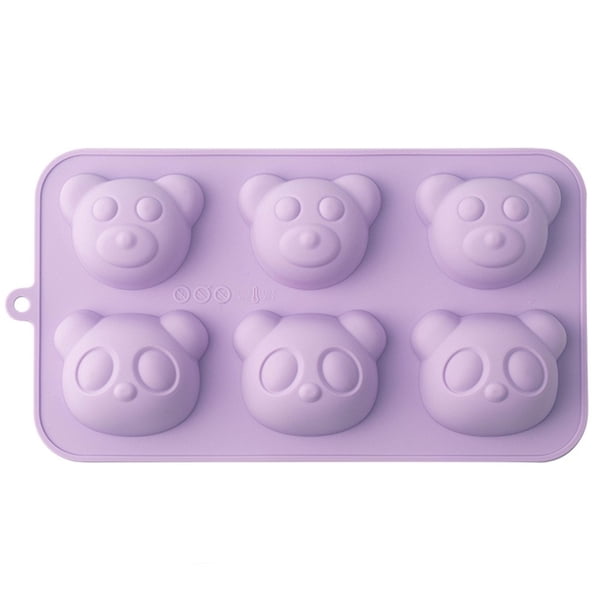 Molde de silicona antiadherente de 6 cavidades con forma de oso para hornear, ideal para comida de bebé, muffins y chocolate. Apto para lavavajillas. Bandeja para cubitos de hielo.