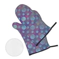 thumbnail image 3 of YFYANG Oven Mitts and Pot Holders Sets 4 Pieces, Non-Slip Heat Resistant Purple Polka Dots Watercolor Kitchen Glove Pot Mat for Cooking and Baking, 3 of 8
