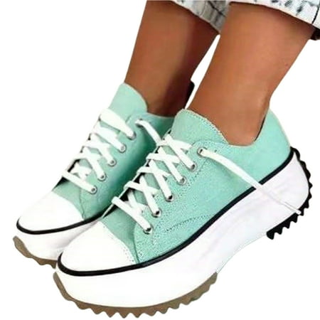 

lizyue 1 Pair Non-slip Rubber Outsole Canvas Shoes Women Low-top Thick-soled Casual Shoes Footwear