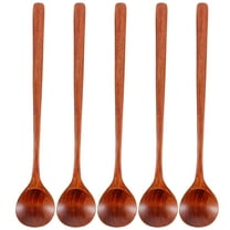 unbranded 5 Pcs Cooking Spoon Wooden with Long Handle Dishwasher Safe