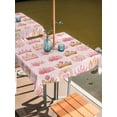 thumbnail image 2 of Outdoor Tablecloth with Umbrella Hole for Patio/Picnic/Party/Camping, Pink Floral Crown Waterproof Table Cloth Square Cover Washable, Spring Floral Roses Elegant Pastoral (54"x 54"), 2 of 8