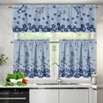 thumbnail image 5 of Blue Butterfly Floral Kitchen Curtains Valance Set of 3,Flower 24 Inch Length Tier Curtains Cafe Bar Window Curtains, Rod Pocket,Easy to Install, 5 of 5