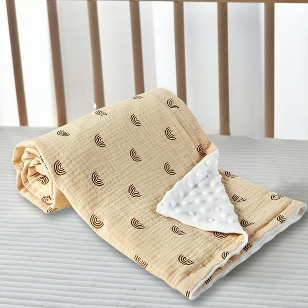 Manta de Gasa de Algodón de Doble Capa para Niños: Suave, Cálida y Relajante En Beige, Blanco o Naranja. 100 X 120 Cm (39,3 X 47,2 Pulgadas). Perfecta para La Habitación de Los Niños o Como Manta Ref