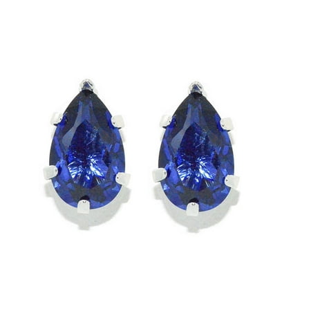 - 14Kt White Gold Tanzanite Pear Shape Stud Earrings