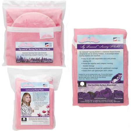 NuAngel Flip & Go Nursing Pad Case with Nursing Blanket & Contoured Burp Pad Set