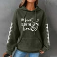 thumbnail image 2 of DDAPJ pyju Womens Football Mom Hoodie Football Heart Graphic Hooded Sweatshirt Waffle Knit Casual Pocket Hoodies Game Day Football Sweatshirts Gifts for Football Fan Deals of The Day Green S, 2 of 4