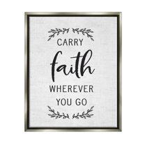 Stupell Industries Inspirational Faith Quote Religious Rustic Botanicals Graphic Art Luster Gray Floating Framed Canvas Print Wall Art, Design by Lettered and Lined