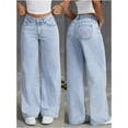 thumbnail image 3 of Womens High-Waisted Wide-Leg Y3k Jeans Fashion Casual Pants with Bow Embroidered Pockets,M, 3 of 7