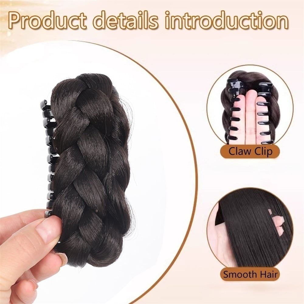 Braided Bun Hair Piece Claw Clip in Synthetic Twisted Braiding Chignon Hair Extension