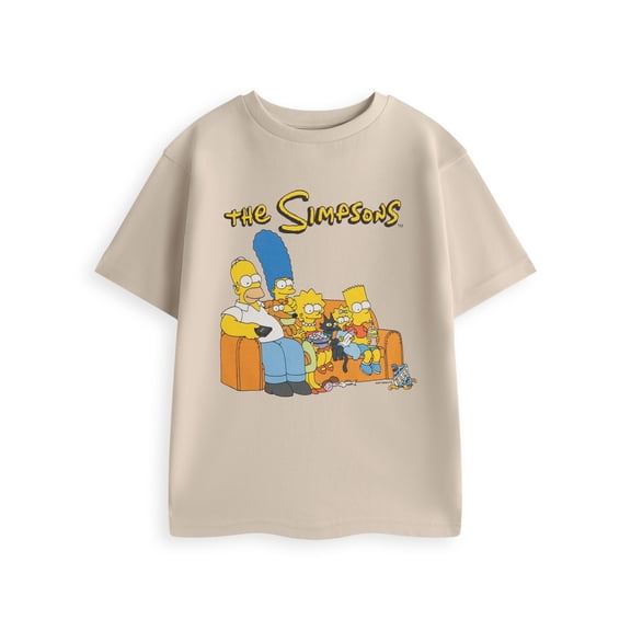 The Simpsons Couch Unisex Kids Oatmeal Short Sleeved T-Shirt | 11-12 Years | Made by Vanilla Underground