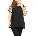 thumbnail image 3 of MODA NOVA Junior's Plus Mesh Panel Raglan Sleeves Sheer Top Black 3X, 3 of 6