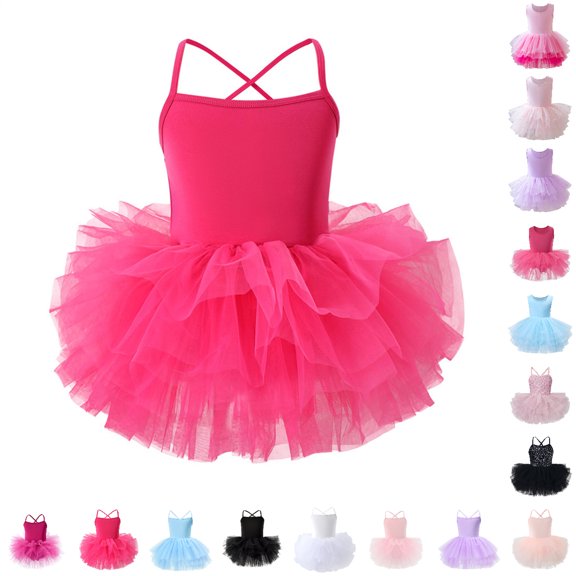Bmisegm Toddler Girl Dress Children'S Tutu Dress for Performance Sleeveless with Flared Skirt Short Summer Dress for 3-6 Years 01_Hot Pink,3-4 Years