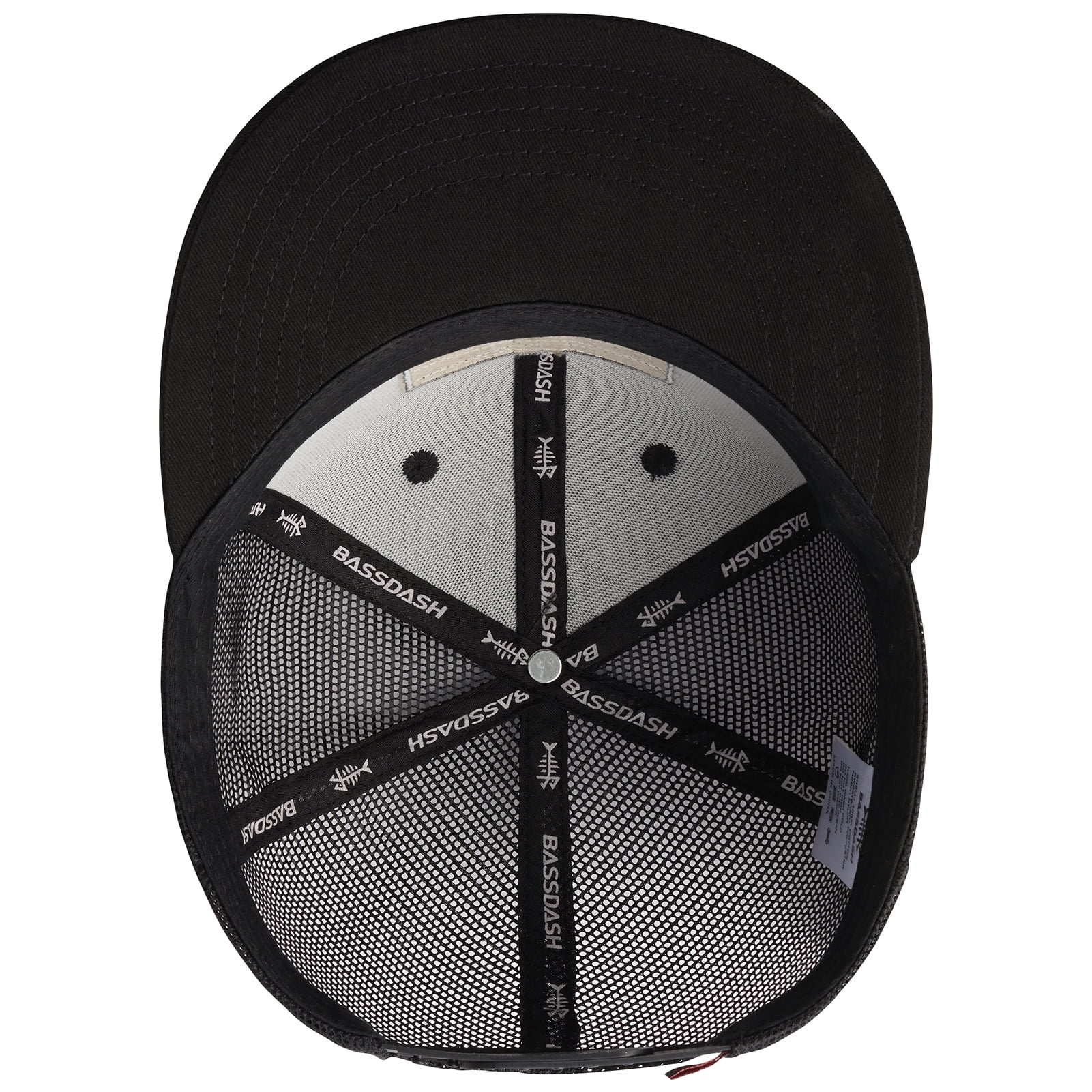 BASSDASH Flat Brim Trucker Cap Adjustable Snapback Hat Mesh Back For Men Women Fishing Hunting