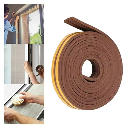 

6M Self Sticky Foam Rubber Door Weather Strip Easily Install Bottom Size 9 x 4mm Rubber Tape Durable Long Protection Brown