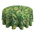 thumbnail image 4 of Green Pioneer Flower and Paisley Pattern Round Tablecloth 60"x60",Wrinkle Wipeable Table Cloth for Kitchen Dining Room Picnic Patio Party, 4 of 6