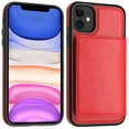 thumbnail image 2 of Case for iPhone 11 Case with Card Holders, Dual Layer Lightweight Slim Leather iPhone 11 Wallet Case Flip Folio Magnetic Lock Protective Case for Apple iPhone 11 6.1 Inch (2019), Red, 2 of 13
