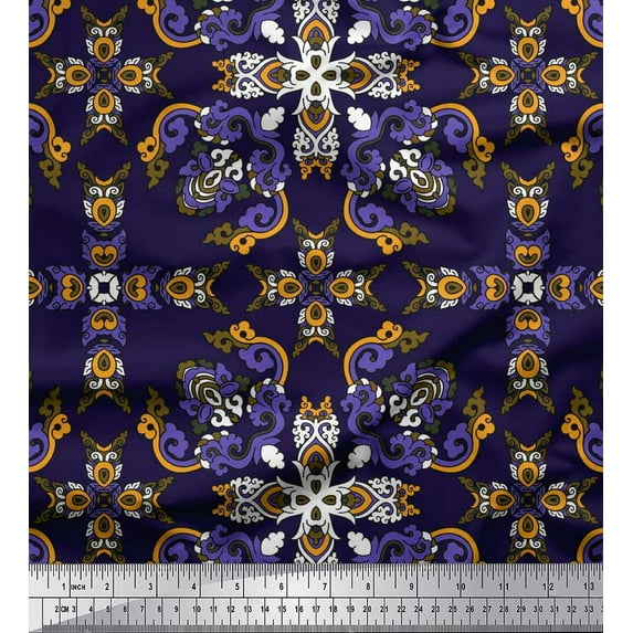 Soimoi Moss Georgette Fabric Floral & Paisley Kaleidoscope Print Fabric by The Yard 42 Inch Wide