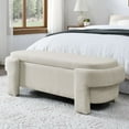 thumbnail image 2 of Modern Large Storage Entry Bench in Cream Linen Upholstery with Foam Padding - Ideal for Living Spaces, 2 of 9