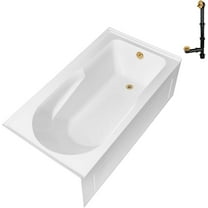 Streamline GA-309-20-BGL 60 in. x 32 in. Acrylic Right-Hand Drain Alcove Bathtub in Glossy White With External Drain in Brushed Gold