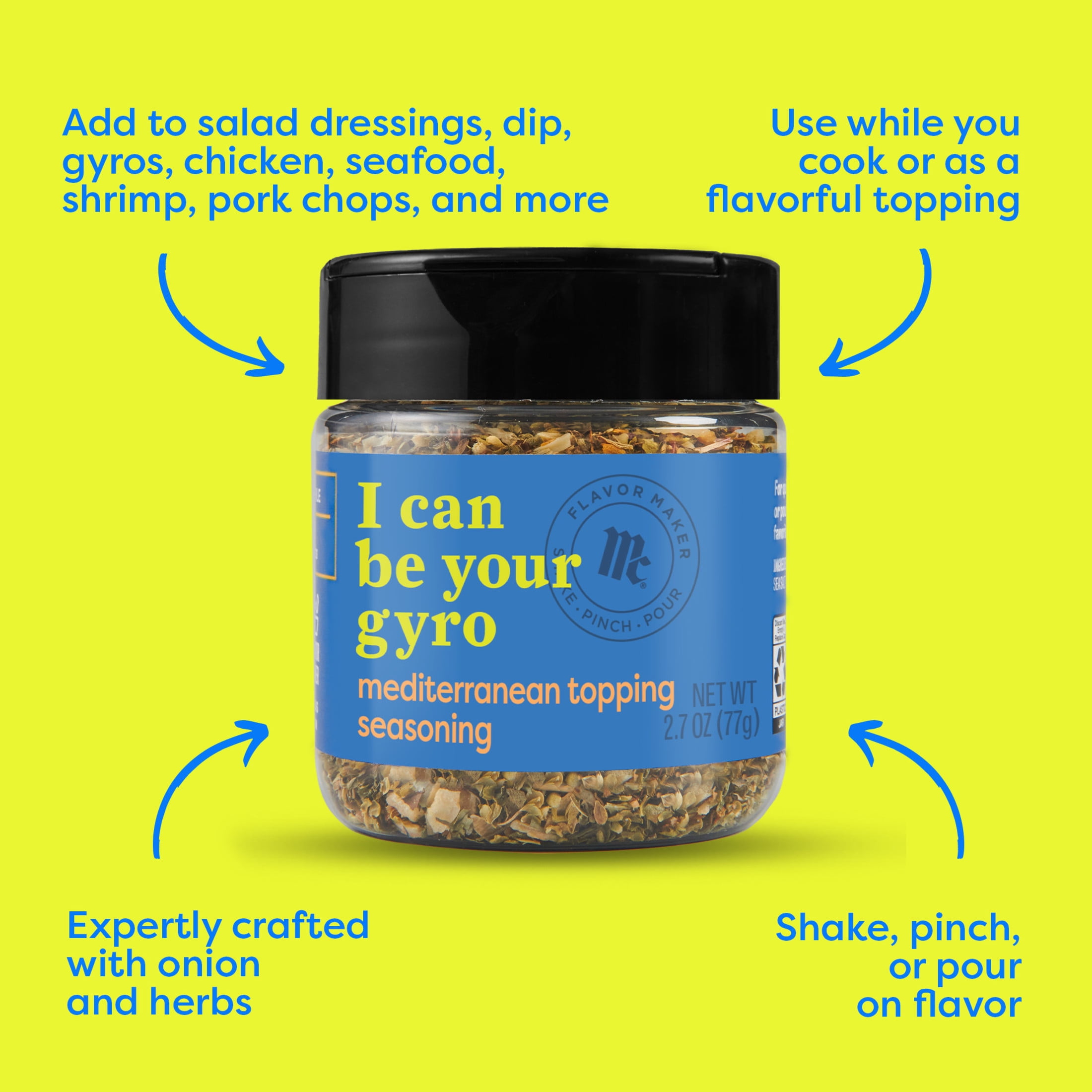 McCormick Flavor Maker Mediterranean Topping Seasoning, 2.7 oz Jar