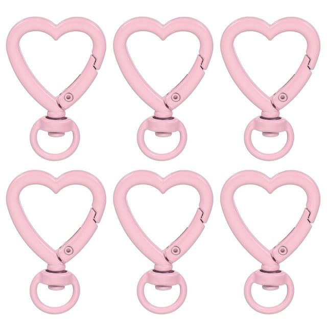 Cierres giratorios en forma de corazón Uxcell, clip de llavero de resorte de aleación de zinc, ganchos de cierre colgantes para manualidades, llaveros, bolsas, carteras, rosa claro