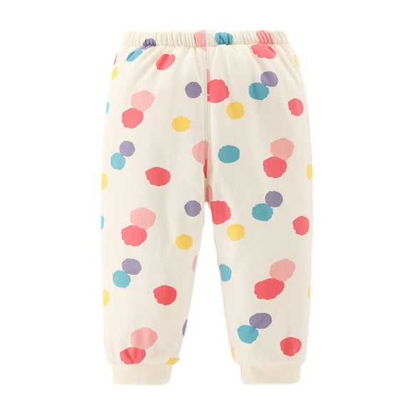 LYMAYTER Infant Cotton Pants Kids Girls Elastic Waist Warm Trousers Fall Winter Solid Color Thickened Pants for 6 Months-3 Years