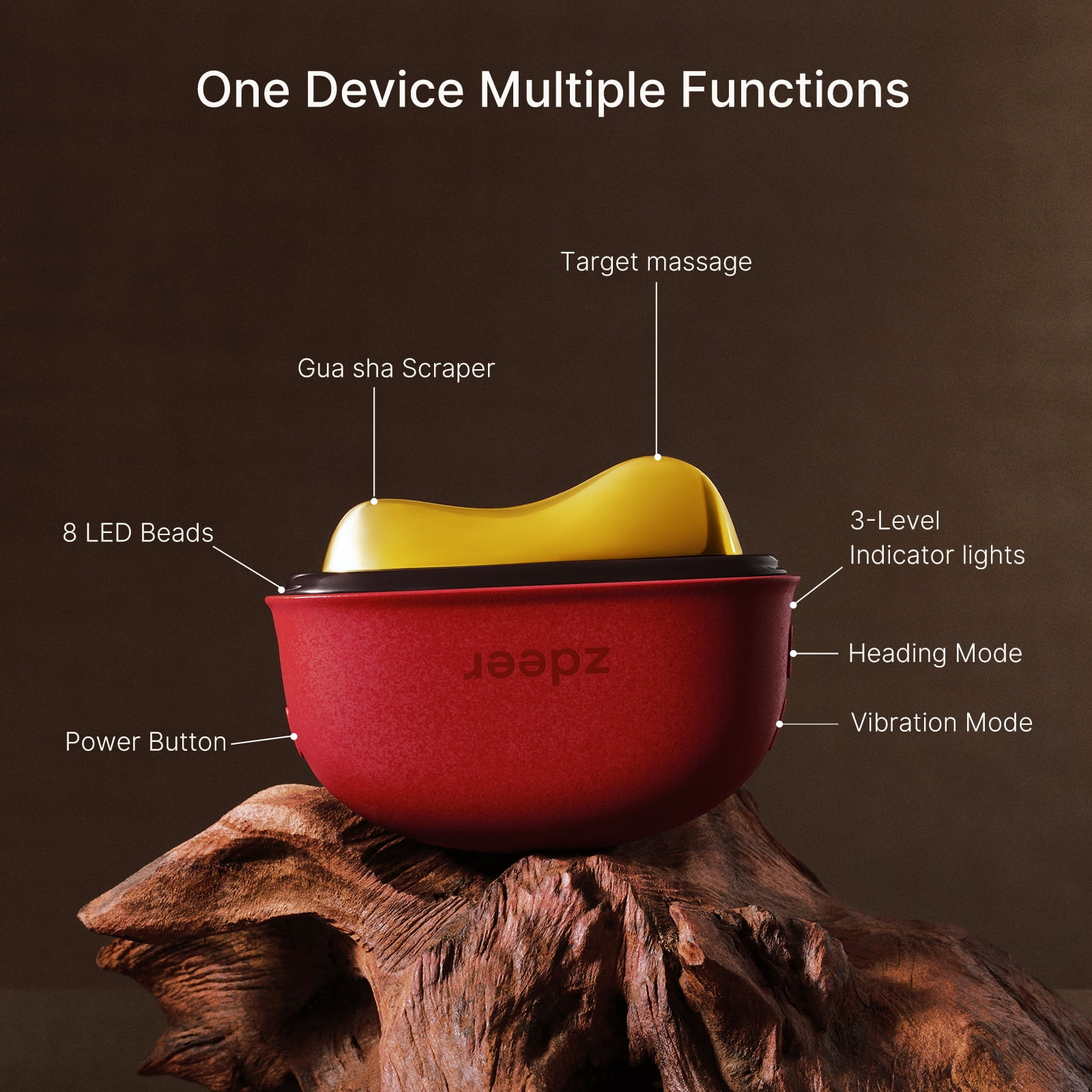 Zdeer LED Red Light Therapy Facial & Neck Massager – Heated Gua Sha Facial Sculpting Device with Vibration for Firming & Lifting, Perfect Christmas & Valentine’s Day Gift for Her