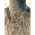 thumbnail image 4 of Sterling Silver blue opal cross necklace on 18 inch box chain made in Italy, 4 of 5
