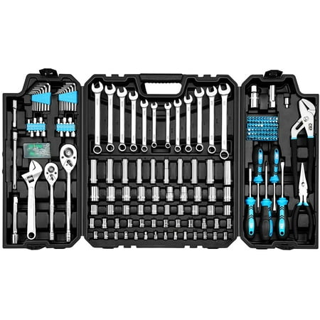 

228-Piece Mechanics Tool Set General Purpose Mixed Sockets and Wrenches Auto Repair Tool Kit with Plastic Storage Case by Prostormer