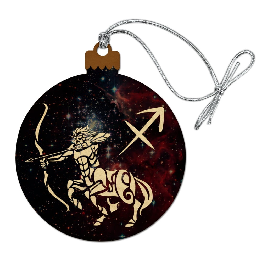 Sagittarius Archer Zodiac Sign Horoscope in Space Wood Christmas Tree