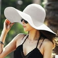 thumbnail image 4 of IDALL Sun Hat Beach Hat Women'S Solid Color Large Brimmed Hat Sun Floppy Disk Wide Brimmed Hat Beach Hat Sun Hat Fashion Cap Summer Hats Hats for Women White One Size, 4 of 5