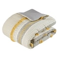 thumbnail image 4 of JERFIT 3-Piece Gray and Yellow Stripe Cotton Comforter Set with Pom Poms, Full Queen Bedding Set, Hypoallergenic & OEKO-TEX Certified, 4 of 7