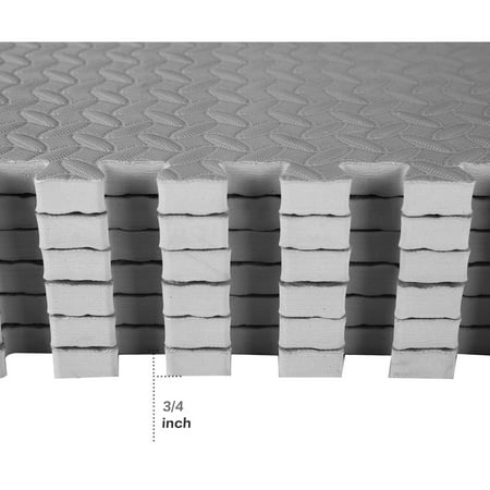 Fitit 3/4 Inch Gray SUPER EXTRA Thick EVA Foam Mat with Interlocking Tiles 24 Square Feet For Home Gym Protective   MMA  Exercise  Kids  Babies  Playroom