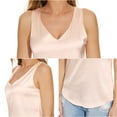 thumbnail image 2 of NeedBo Women's Silk Satin Tank Tops V Neck Camisole Sleeveless Casual Blouses Basic Tank Shirt, Champagne L, 2 of 7