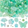 thumbnail image 1 of Kit de 7 estilos de cuentas para uñas (160 g + 80 piezas) con dijes de mariposa para uñas, cristales de vidrio verde surtidos, mariposas 3D, miniadornos, dijes de cuentas de semillas., 1 of 5