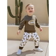 thumbnail image 4 of Miaouyo Toddler Baby Boy Fall Outfits 6 12 18 24 Months 2T 3T 4T Long Sleeve Round Neck Pullover + Elastic Waist Football Print Pants 2 Pcs Set, 4 of 9